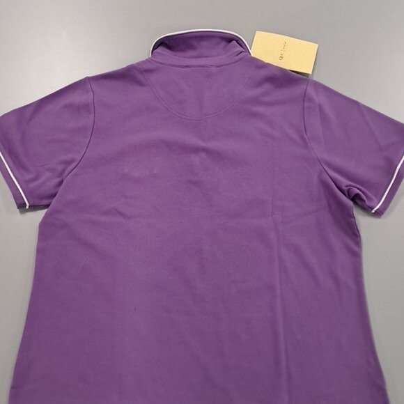 Women's Sport Savvy Pullover V-Neck Collar Short Sleeve Lavender White Trim XL - Picture 2 of 9